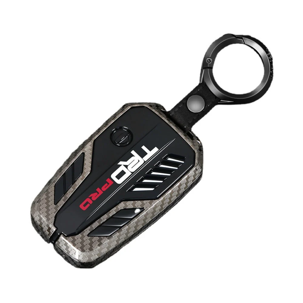 Toyota TRD Carbon Fiber Metal Car Key Fob Protective Case Cover For C-HR, Camry, RAV4, Avalon, Prius, Corolla, Highlander, GT86, Prado