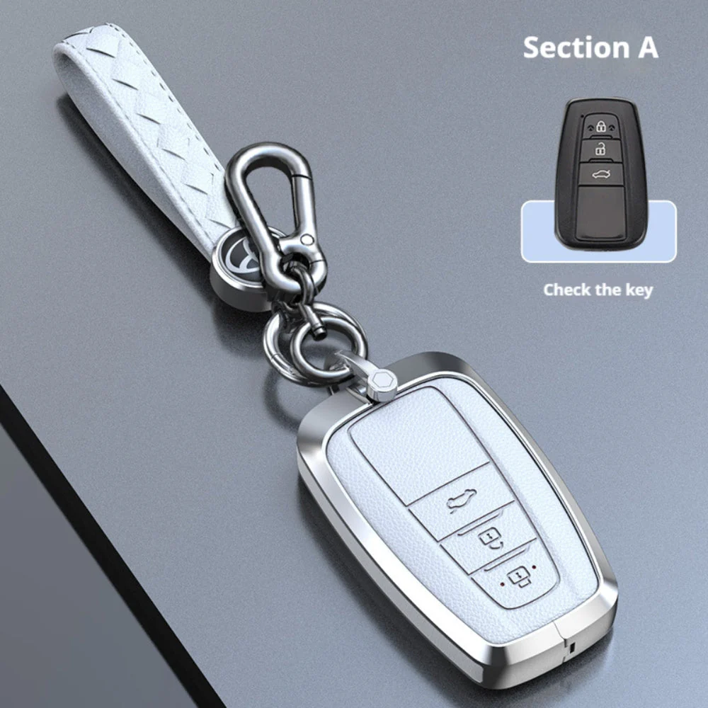 Toyota Zinc Alloy Leather Car Key Fob Case Cover For Camry, C-HR, Corolla, RAV4, Avalon, Land Cruiser, Prado, Prius - Image 5