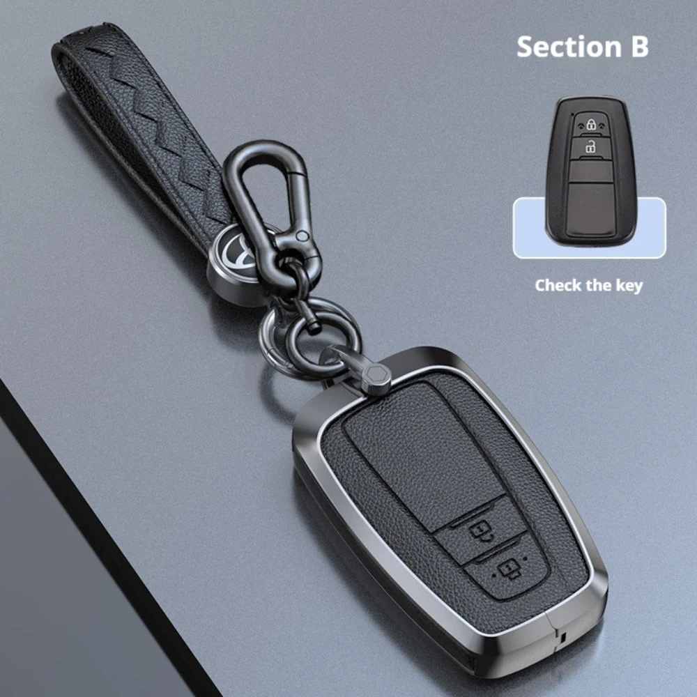 Toyota Zinc Alloy Leather Car Key Fob Case Cover For Camry, C-HR, Corolla, RAV4, Avalon, Land Cruiser, Prado, Prius - Image 6