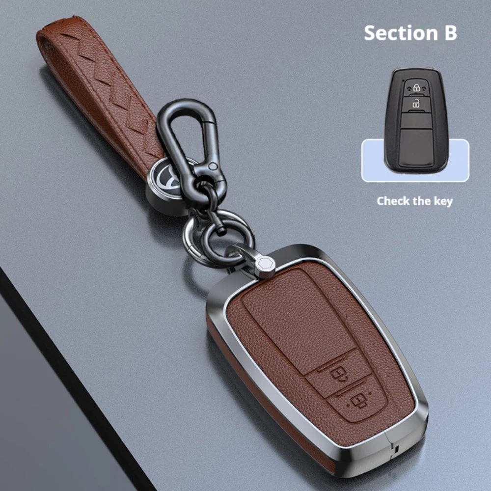 Toyota Zinc Alloy Leather Car Key Fob Case Cover For Camry, C-HR, Corolla, RAV4, Avalon, Land Cruiser, Prado, Prius - Image 7