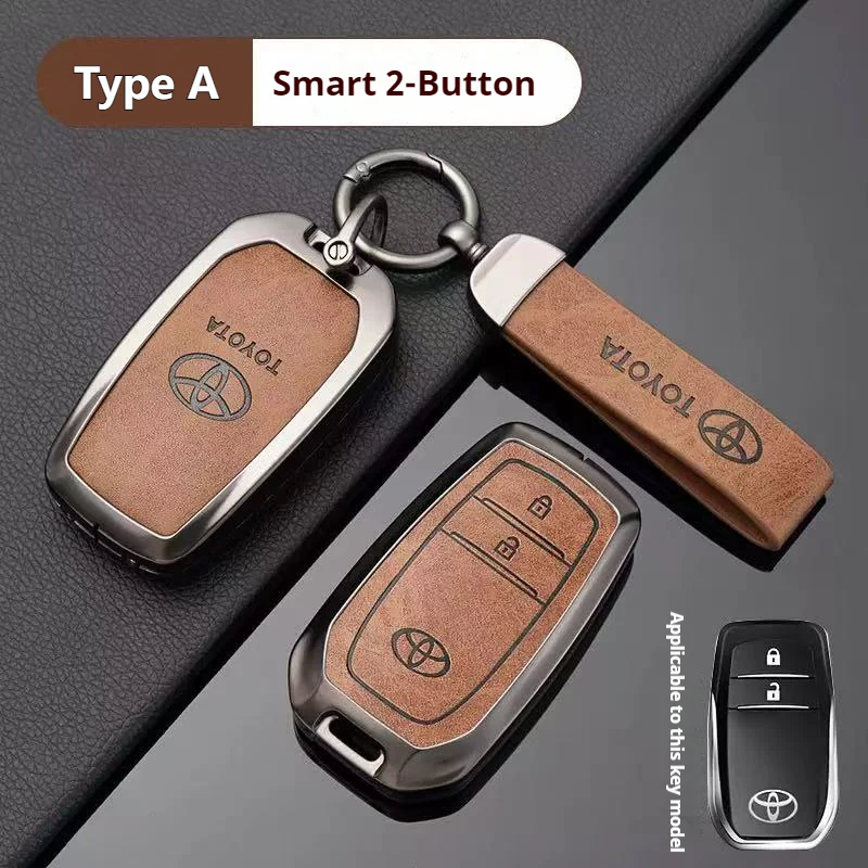 Toyota Zinc Alloy + PU Leather Car Key Fob Case Cover For Camry, RAV4, Highlander, Prado, Crown - Image 10