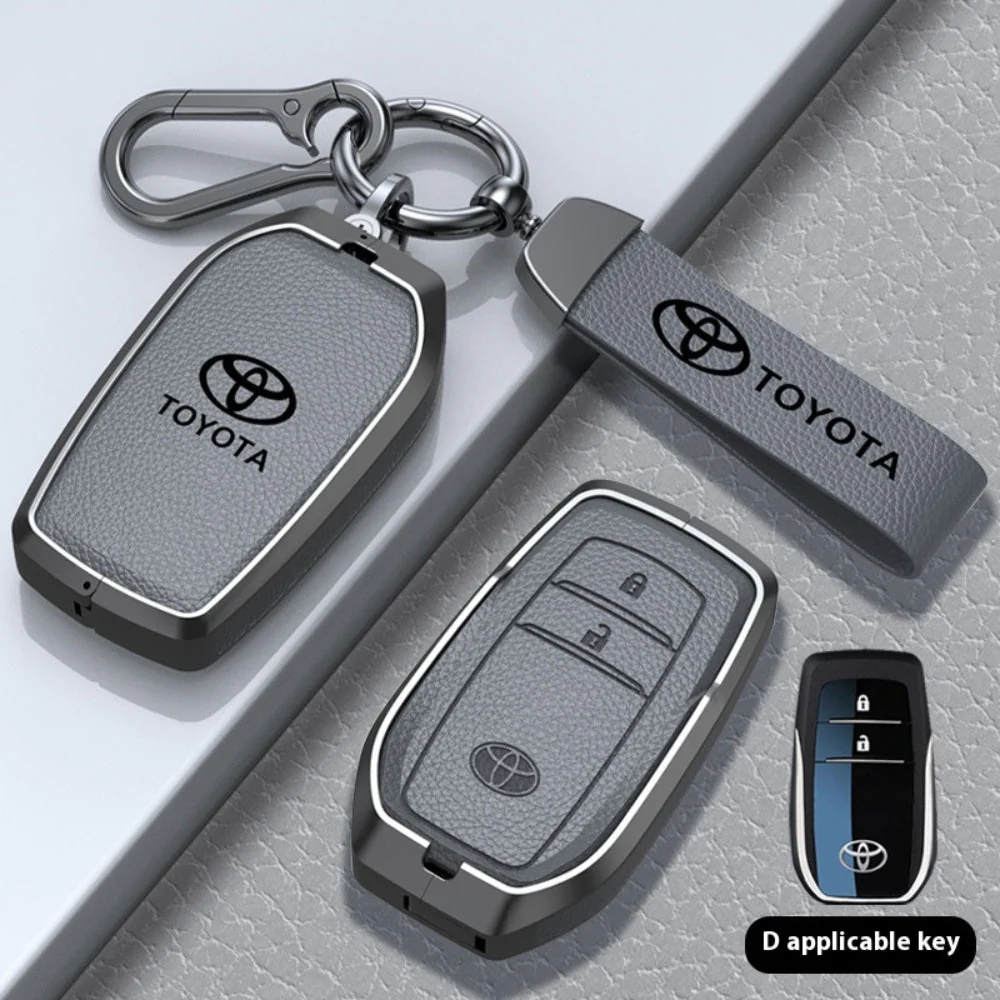 Toyota Zinc Alloy with Genuine Leather Full-Coverage Car Key Fob Protective Case Cover For RAV4, Camry, C-HR, Corolla, Prado, Prius - Image 6