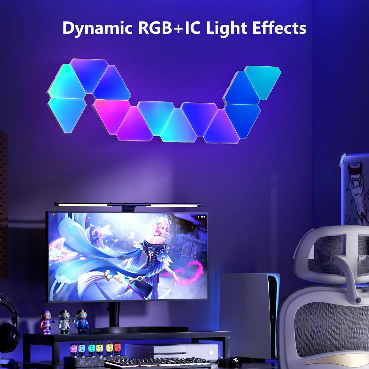 Triangle LED Lights for Gaming Setup, RGBIC Triangle Wall Lights for Bedroom, Smart Home Light Panels Works with Alexa Google Assistant, APP/Voice Controlled, Music Sync Gaming Room 10 Pack - Image 2