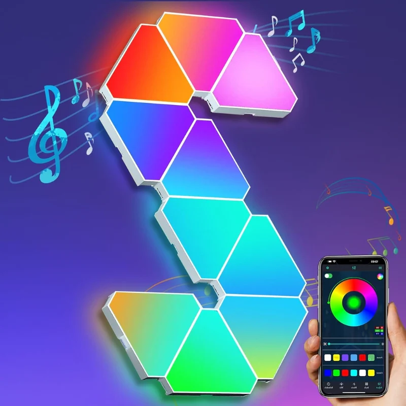 Triangle LED Lights for Gaming Setup, RGBIC Triangle Wall Lights for Bedroom, Smart Home Light Panels Works with Alexa Google Assistant, APP/Voice Controlled, Music Sync Gaming Room 10 Pack - Image 7