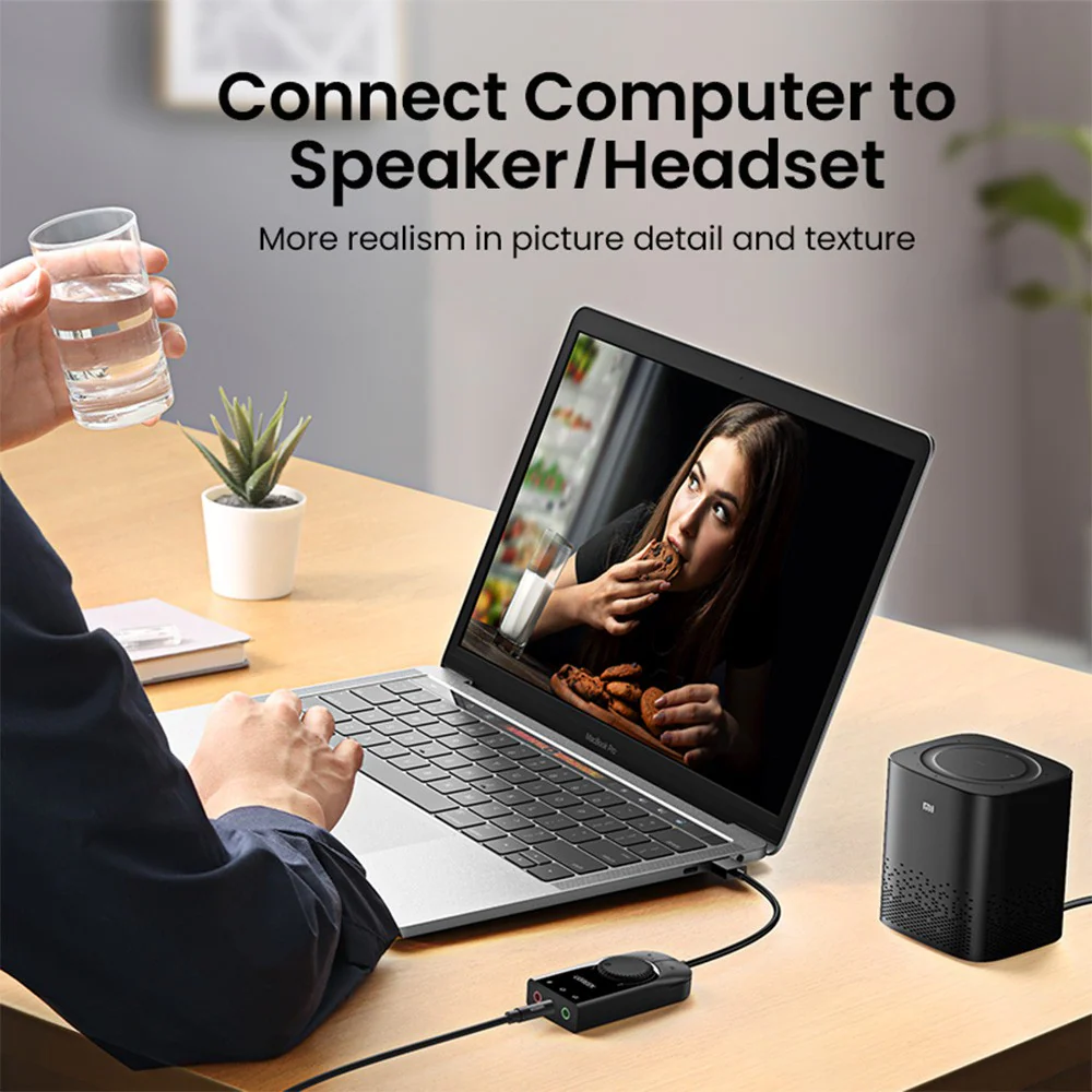 UGREEN CM129 USB External Stereo Sound Adapter 15cm-Black - Image 4