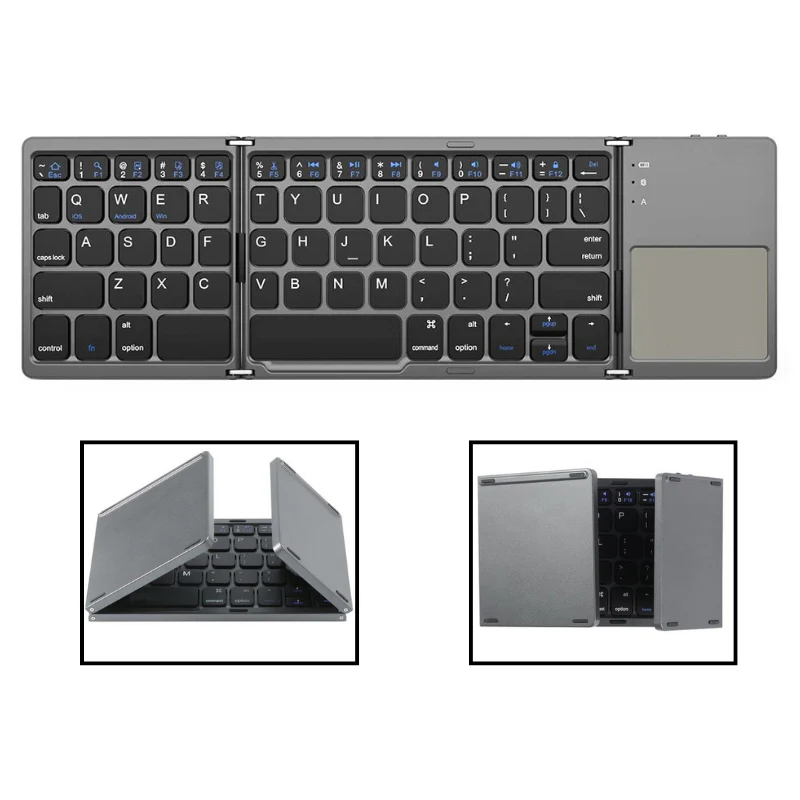 Ultra - Thin Portable Touchpad Wireless Bluetooth Tri - Fold Mini Keyboard (Compatible with Mobile Phones, Tablets, and Laptops)