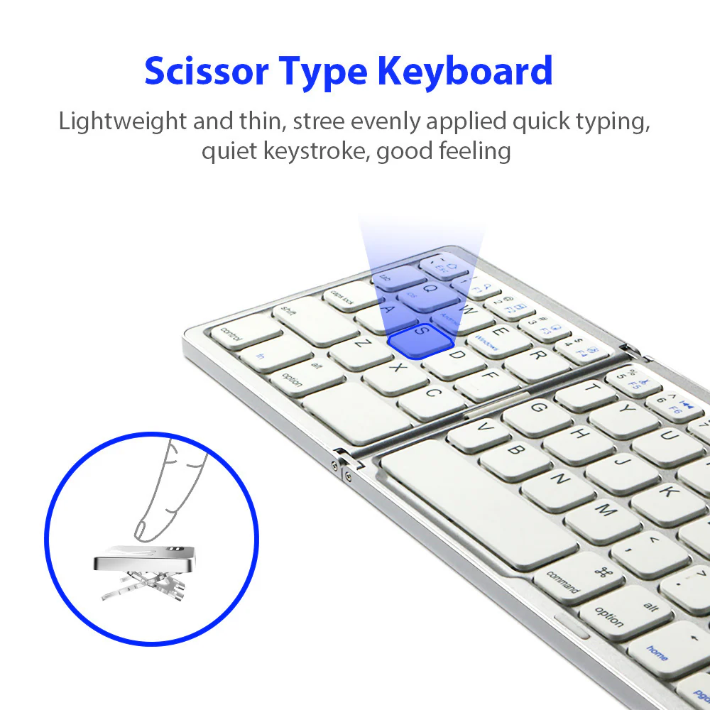 Ultra - Thin Portable Touchpad Wireless Bluetooth Tri - Fold Mini Keyboard (Compatible with Mobile Phones, Tablets, and Laptops) - Image 9