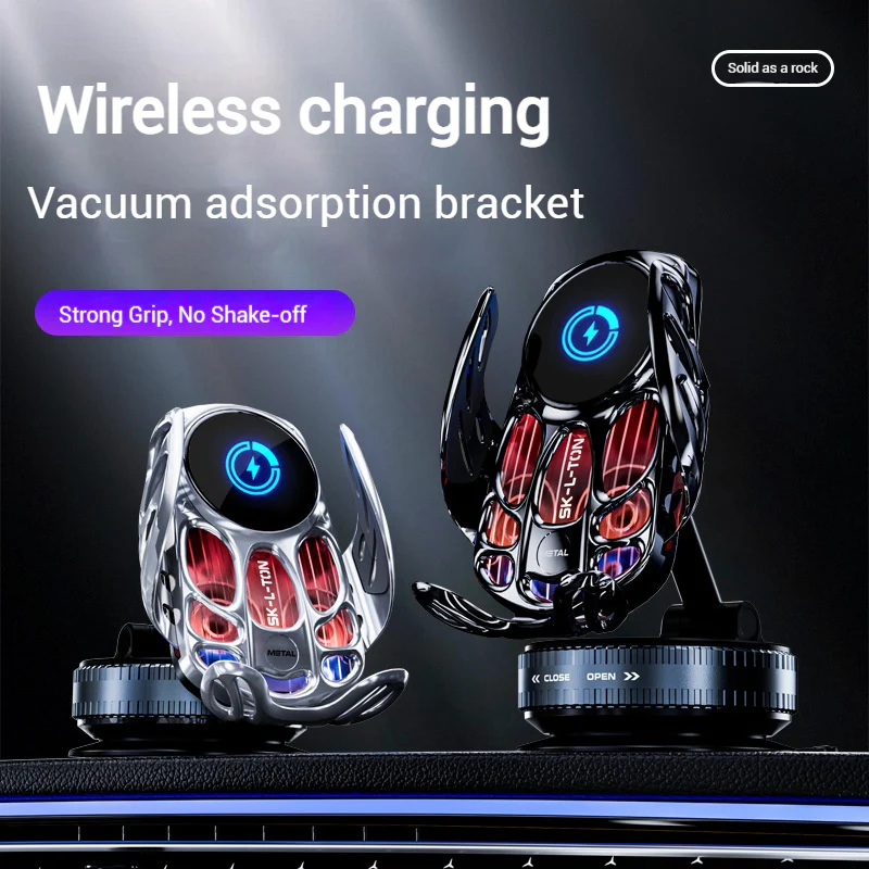 Universal 15W Wireless Charging Phone Stand with Vacuum Suction - Image 2
