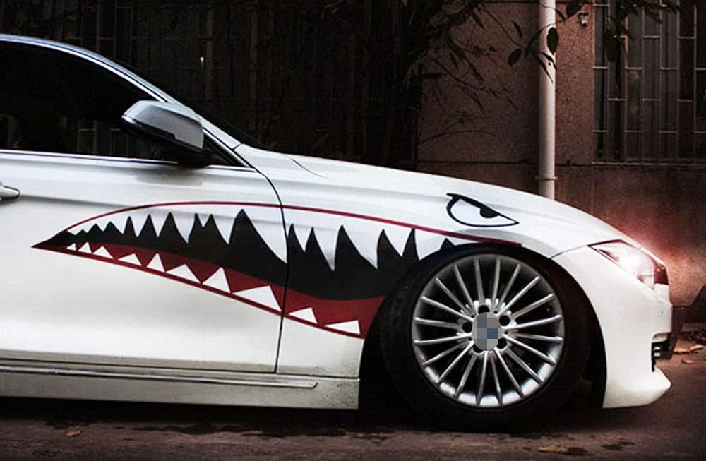 Universal Car 3D Shark Mouth Car Side Door Stickers For Vinyl Self-Adhesive Decals - Image 4