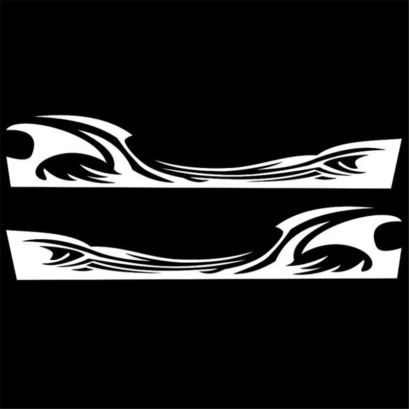 Universal Car Side Sticker Flame Graphics Car Body Side Waterproof Sticker Flame Racing Sports Stripe Decal (1 Pair) - Image 2