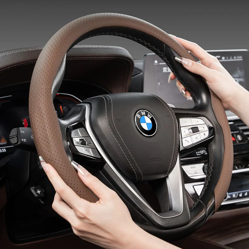 Universal Nappa Leather Steering Wheel Cover – For Four Season & Non-slip & Breathable & Scratch-resistant & Wear-resistant & Perforated Design - Image 2