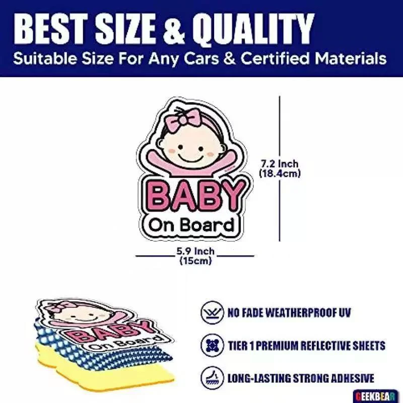 Universal Stylish Baby On Board Car Sticker Safety Sign For Reflective & Weatherproof Safety Sticker - Image 10