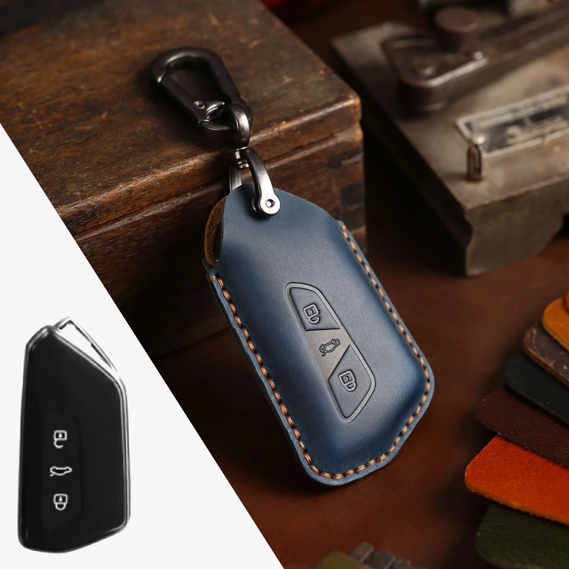 Volkswagen Handcrafted Genuine Leather Car Key Fob Case Cover Forc, ID.3, ID.4, Skoda Octavia, SEAT Leon MK4, Cupra Formentor - Image 4