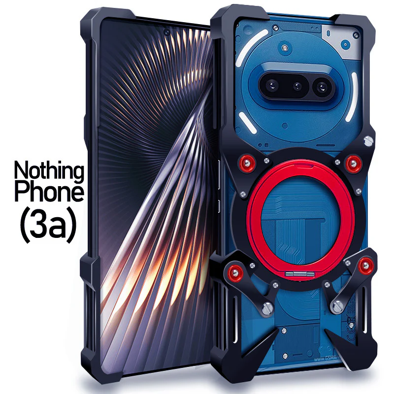 [With 360° Rotating Stand] Nothing Phone (3a)/Pro Aluminum Alloy Metal Frame Shockproof Case - Image 3