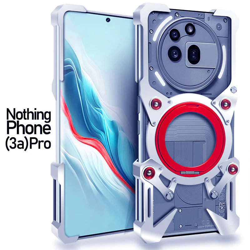 [With 360° Rotating Stand] Nothing Phone (3a)/Pro Aluminum Alloy Metal Frame Shockproof Case - Image 4