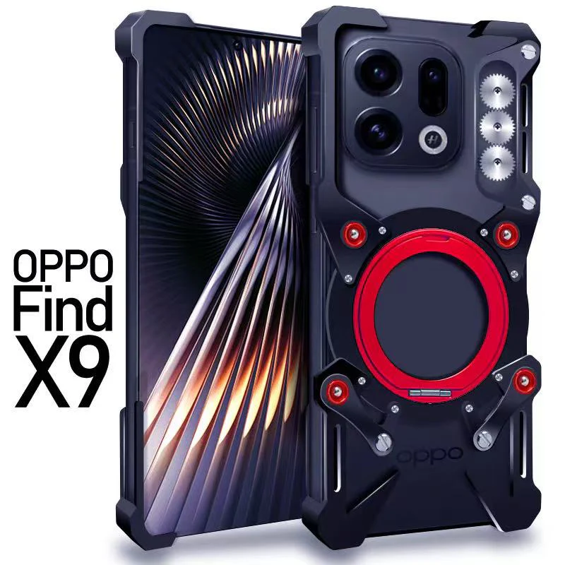 [With 360° Rotating Stand] OPPO Find X9/Pro - Aluminum Alloy Metal Frame Shockproof Case - Image 2