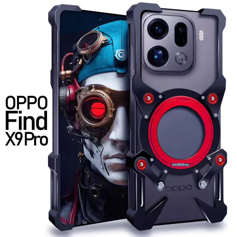 [With 360° Rotating Stand] OPPO Find X9/Pro - Aluminum Alloy Metal Frame Shockproof Case - Image 4