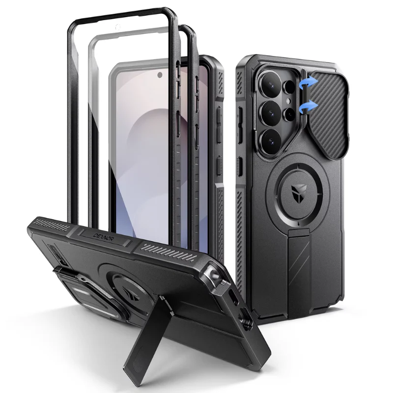[With Camera Cover][Built-in Stand] Samsung Galaxy S26 Ultra - Dexnor Military Grade Heavy-Duty Shockproof Rugged Case - Image 2