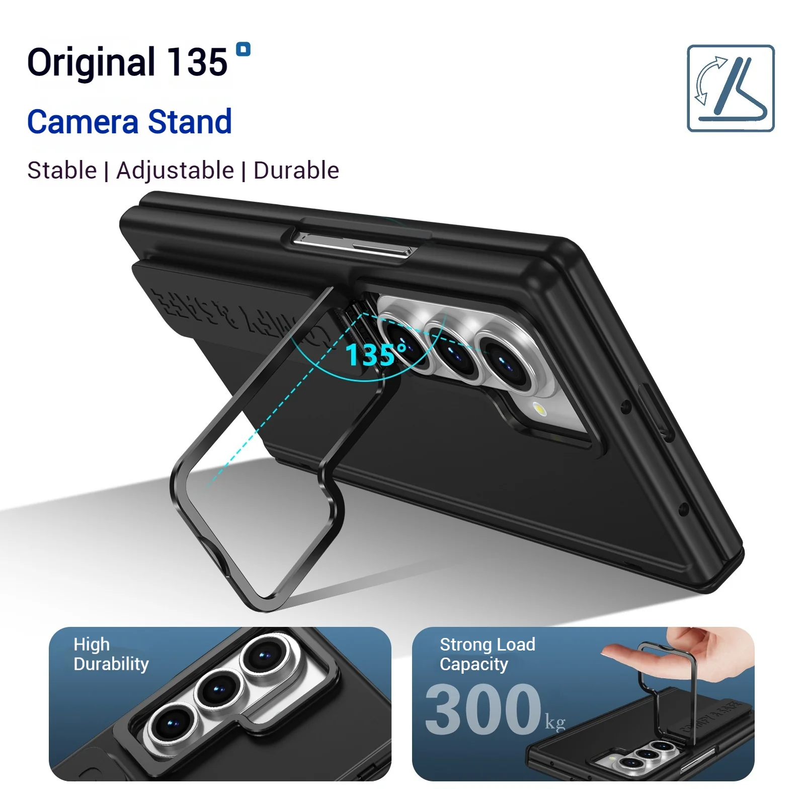 [With Camera Stand] [With Elastic Hand Strap] Samsung Galaxy Z Fold6 - Foldable Magnetic Hinge Shockproof Full-Body Protective Case - Image 11