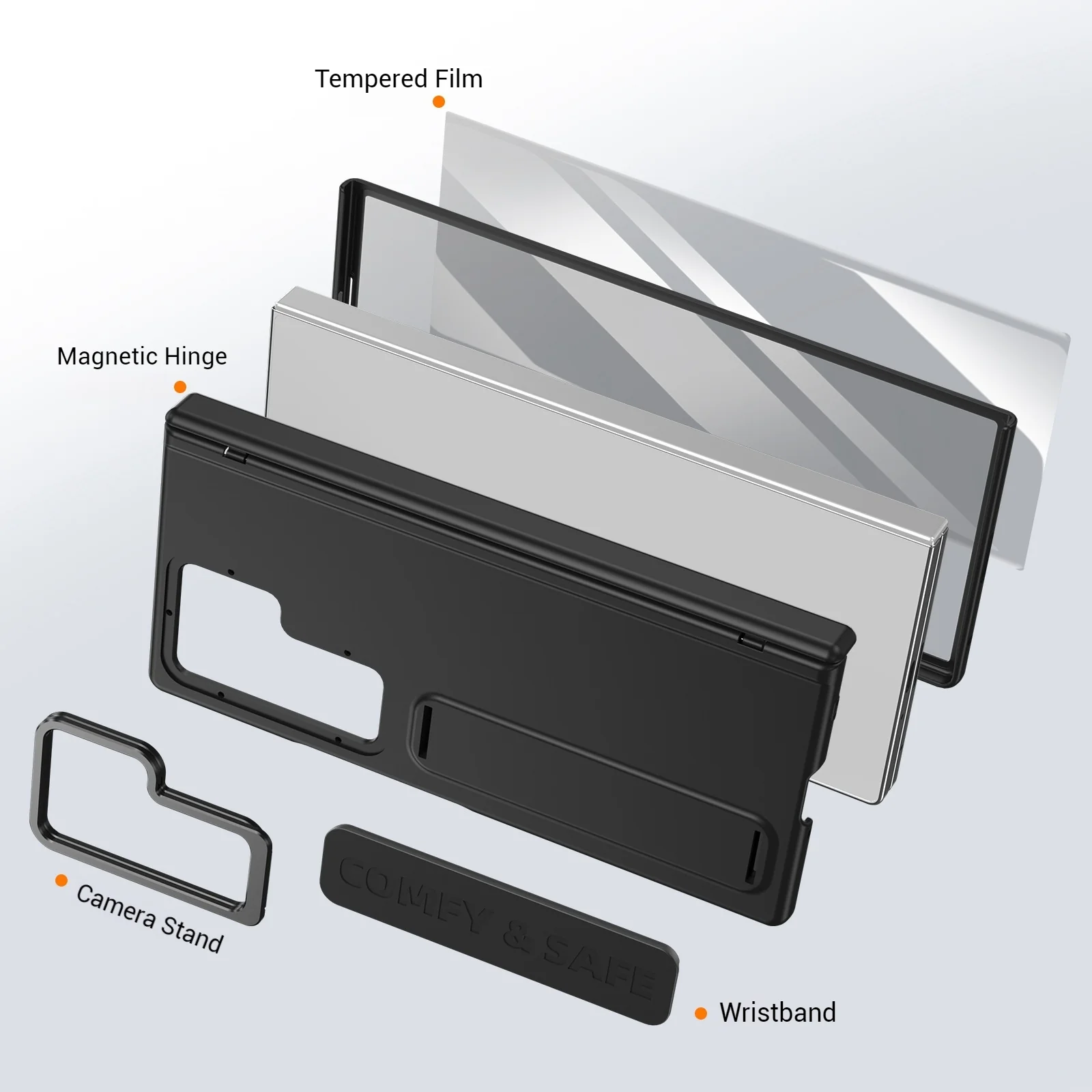 [With Camera Stand] [With Elastic Hand Strap] Samsung Galaxy Z Fold6 - Foldable Magnetic Hinge Shockproof Full-Body Protective Case - Image 12