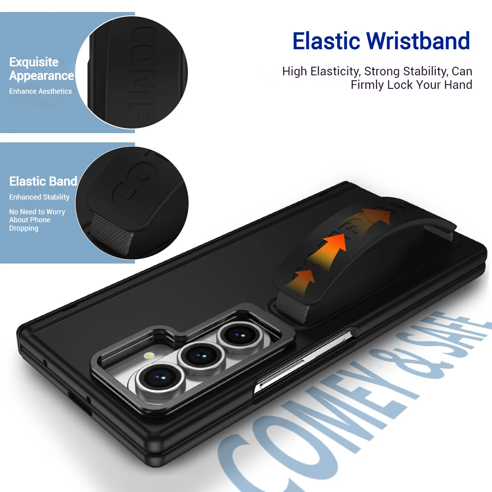 [With Camera Stand] [With Elastic Hand Strap] Samsung Galaxy Z Fold6 - Foldable Magnetic Hinge Shockproof Full-Body Protective Case - Image 13