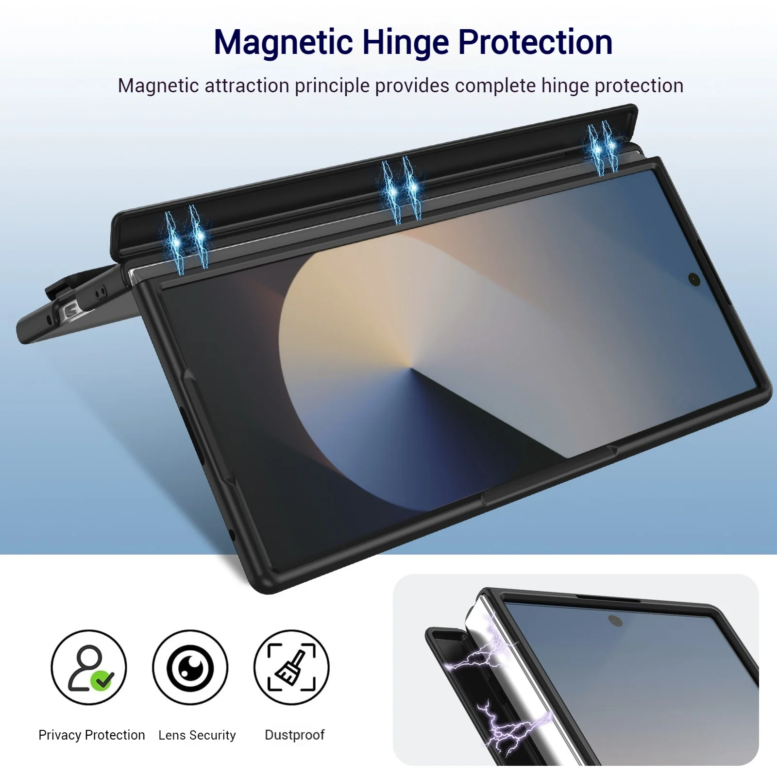 [With Camera Stand] [With Elastic Hand Strap] Samsung Galaxy Z Fold6 - Foldable Magnetic Hinge Shockproof Full-Body Protective Case - Image 14
