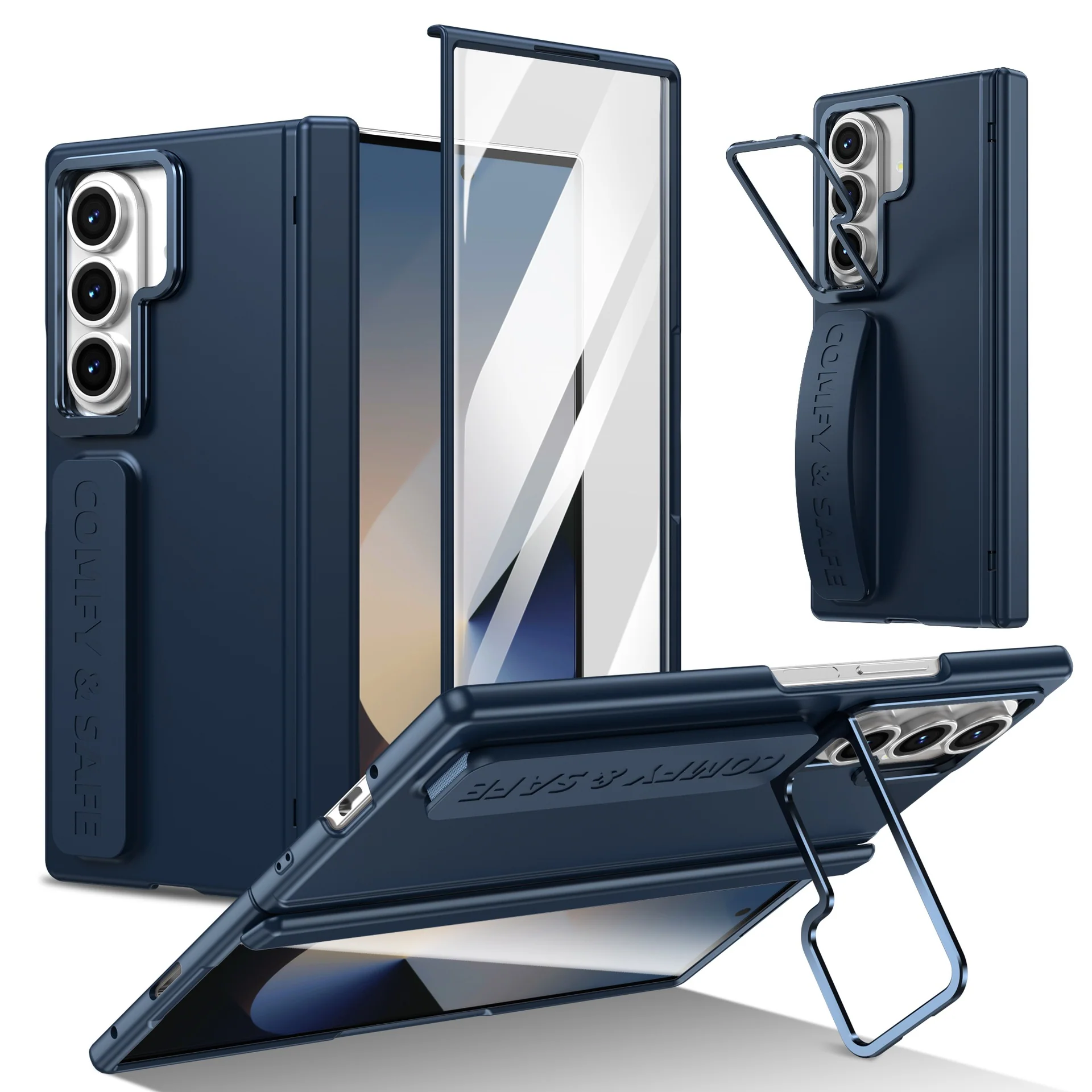 [With Camera Stand] [With Elastic Hand Strap] Samsung Galaxy Z Fold6 - Foldable Magnetic Hinge Shockproof Full-Body Protective Case - Image 5