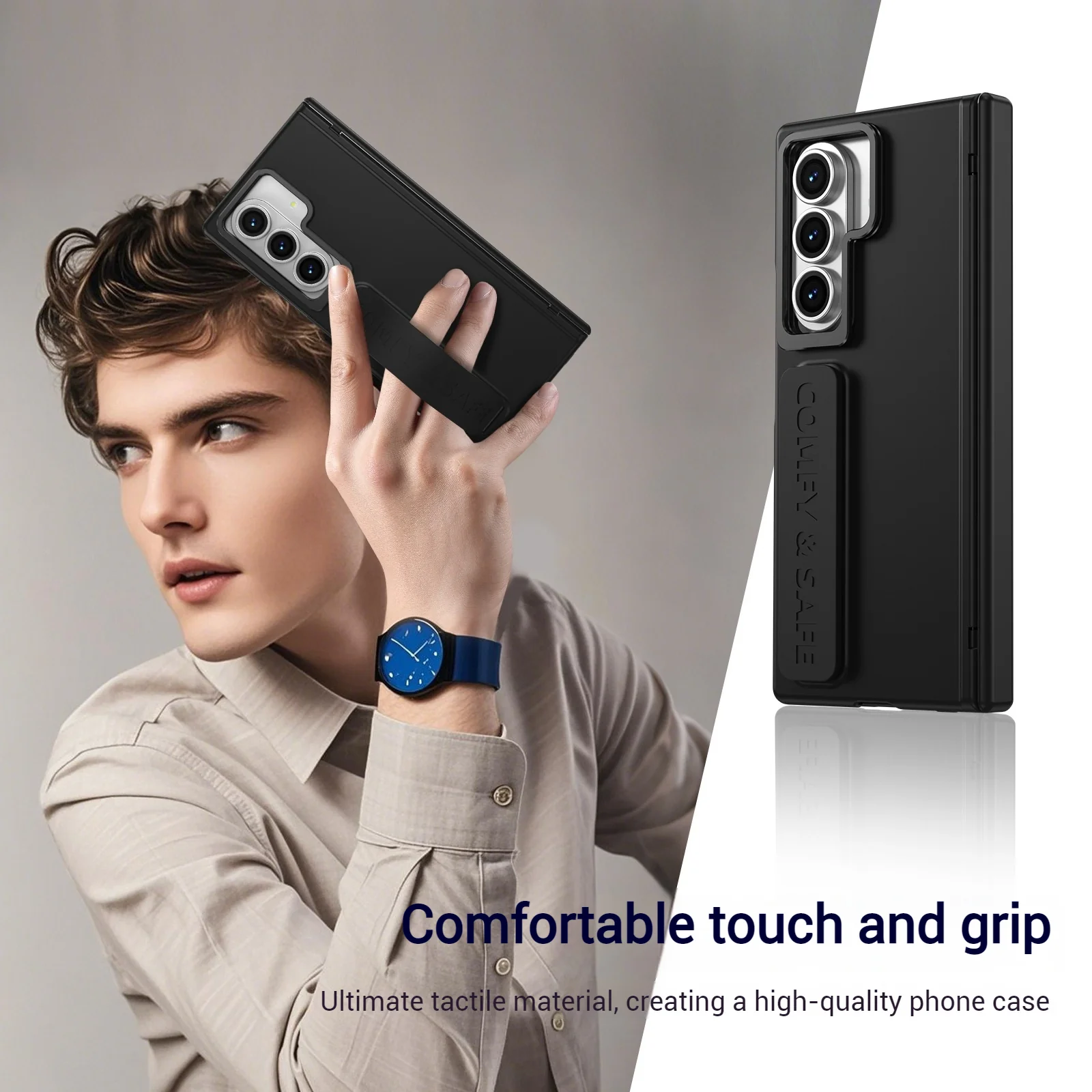 [With Camera Stand] [With Elastic Hand Strap] Samsung Galaxy Z Fold6 - Foldable Magnetic Hinge Shockproof Full-Body Protective Case - Image 7