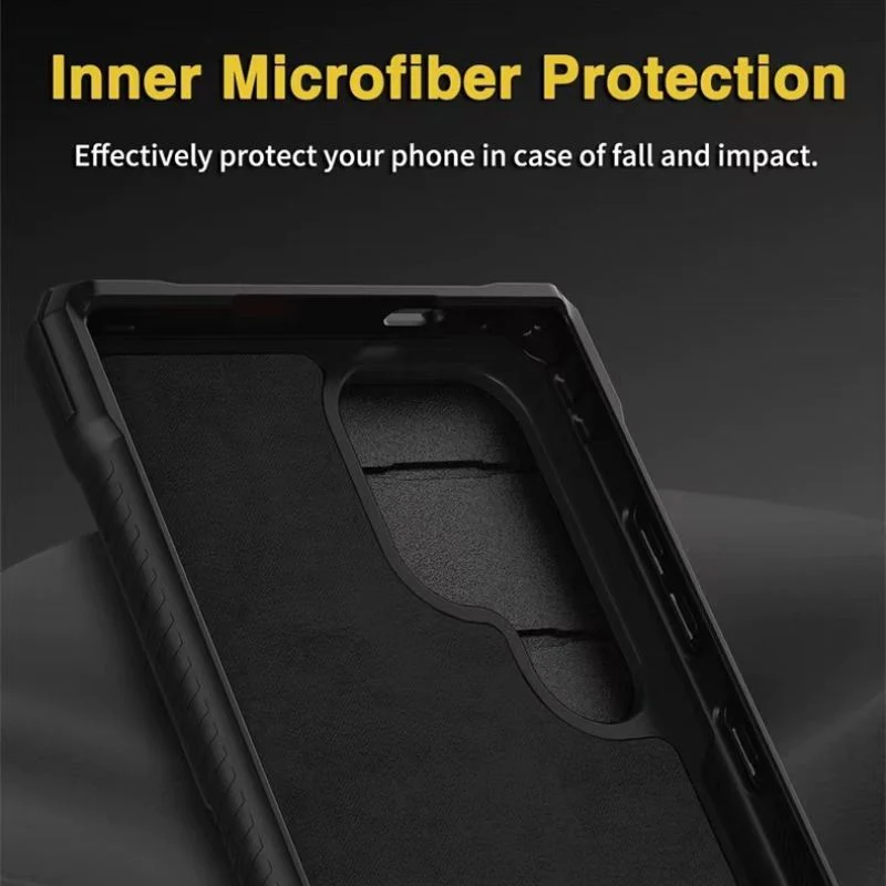 [With Card Holder Kickstand][With Slide Lens Cover] Samsung Galaxy S24 Ultra (SM-S928) - TPU Soft Edge Military Grade Shockproof Heavy Duty Series Case - Image 5