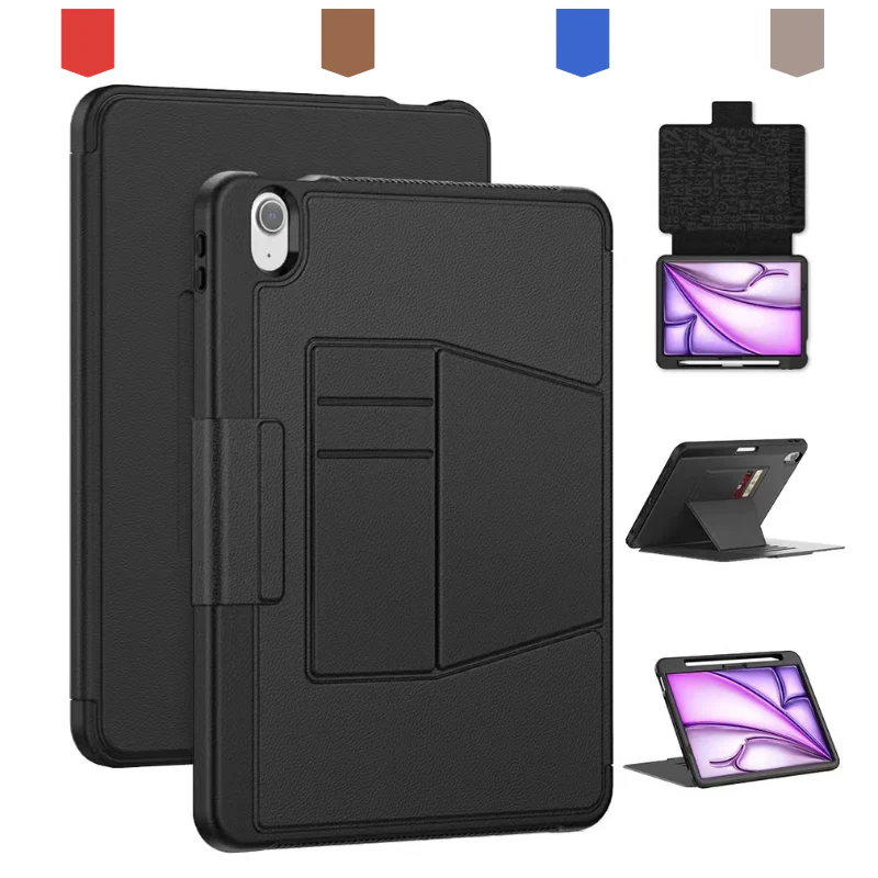 [With Card Slot] Apple iPad Air 11-inch M2/M3/M4 (2024/2025/2026) Stand Full-protection Shockproof Case With Pen Slot