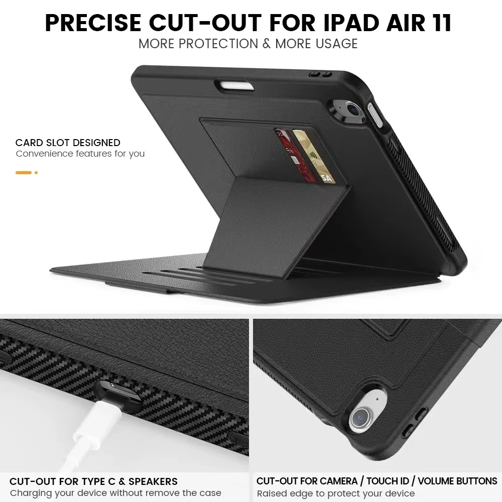 [With Card Slot] Apple iPad Air 11-inch M2/M3/M4 (2024/2025/2026) Stand Full-protection Shockproof Case With Pen Slot - Image 9