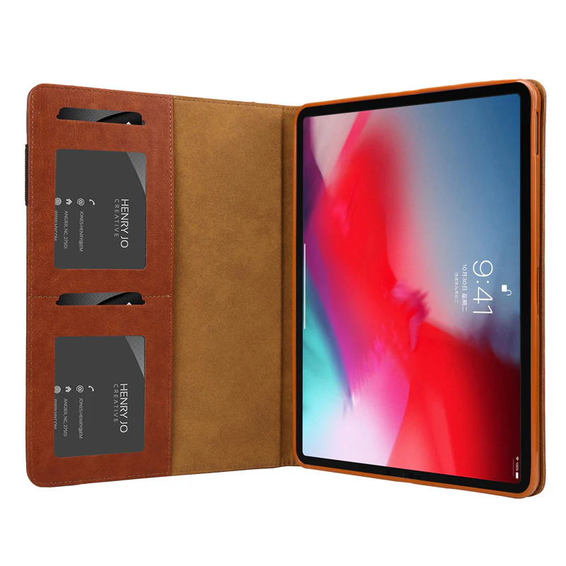[With Card Slot] Apple iPad Air 4/5 10.9'' 4/5th Gen (2020/2022) Premium Minimalist Flip Leather Wallet Case - Image 12
