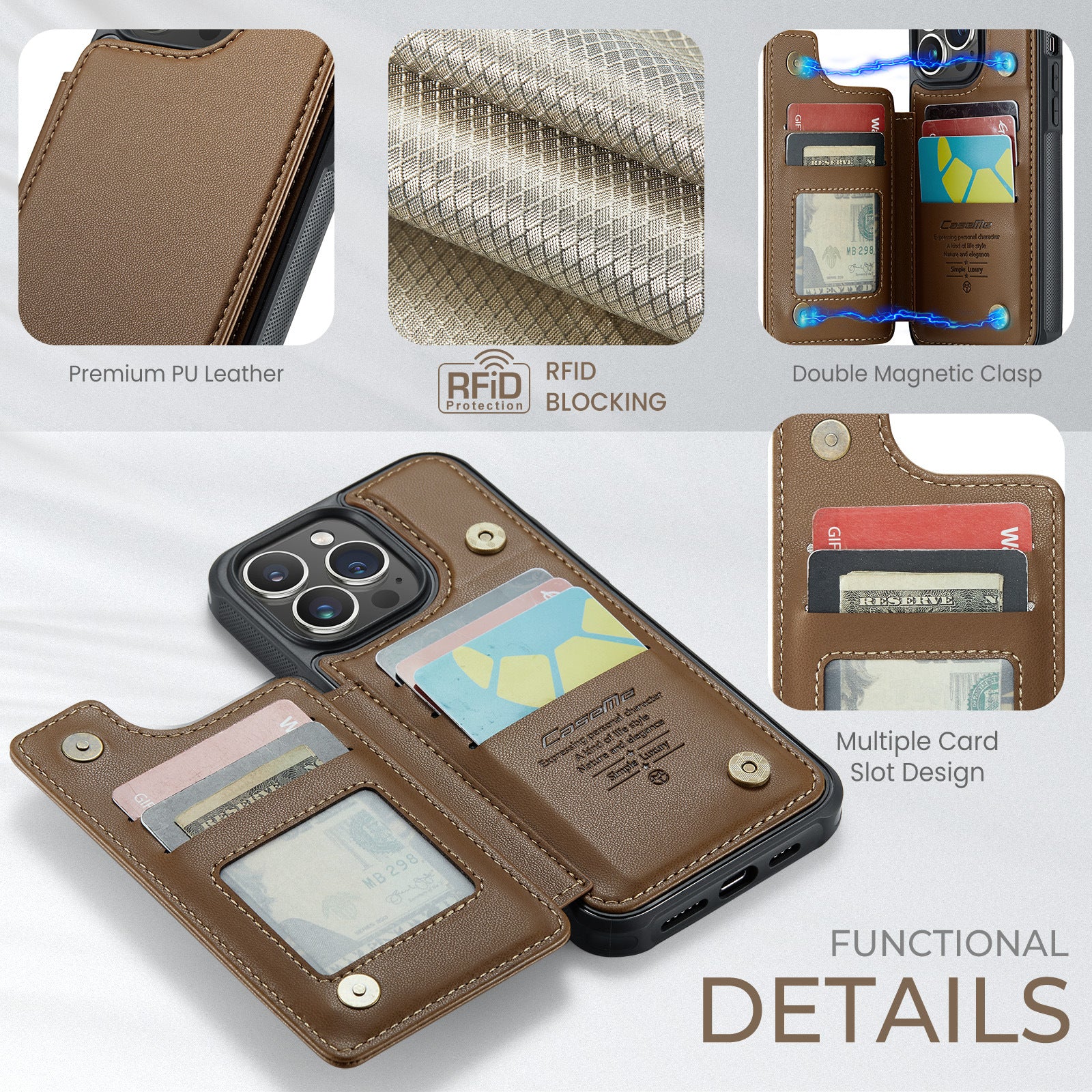 [With Card Slot] Apple iPhone 14/Plus/Pro/Pro Max RFID Flip Premium Leather Wallet Series Case - Image 12