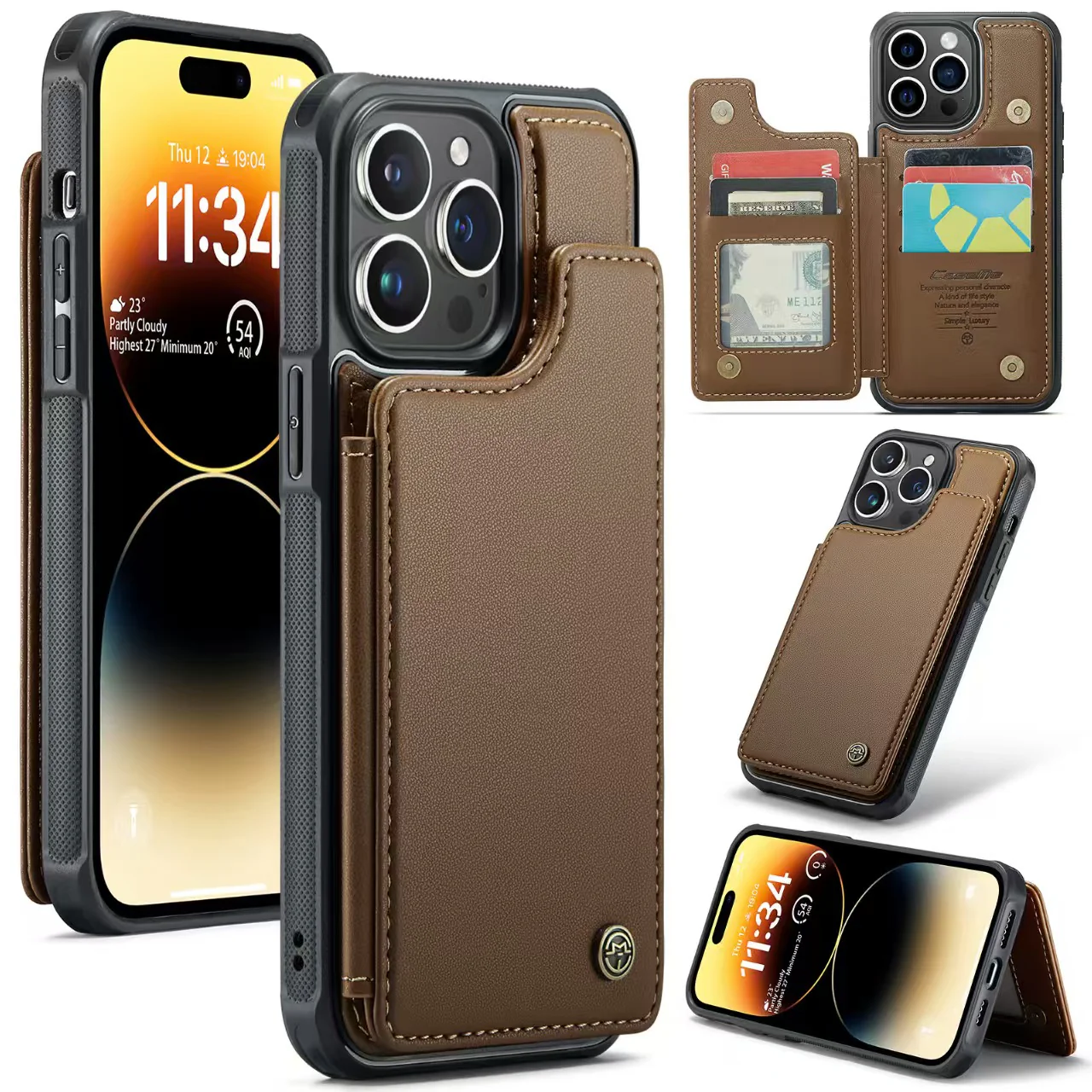 [With Card Slot] Apple iPhone 14/Plus/Pro/Pro Max RFID Flip Premium Leather Wallet Series Case - Image 13