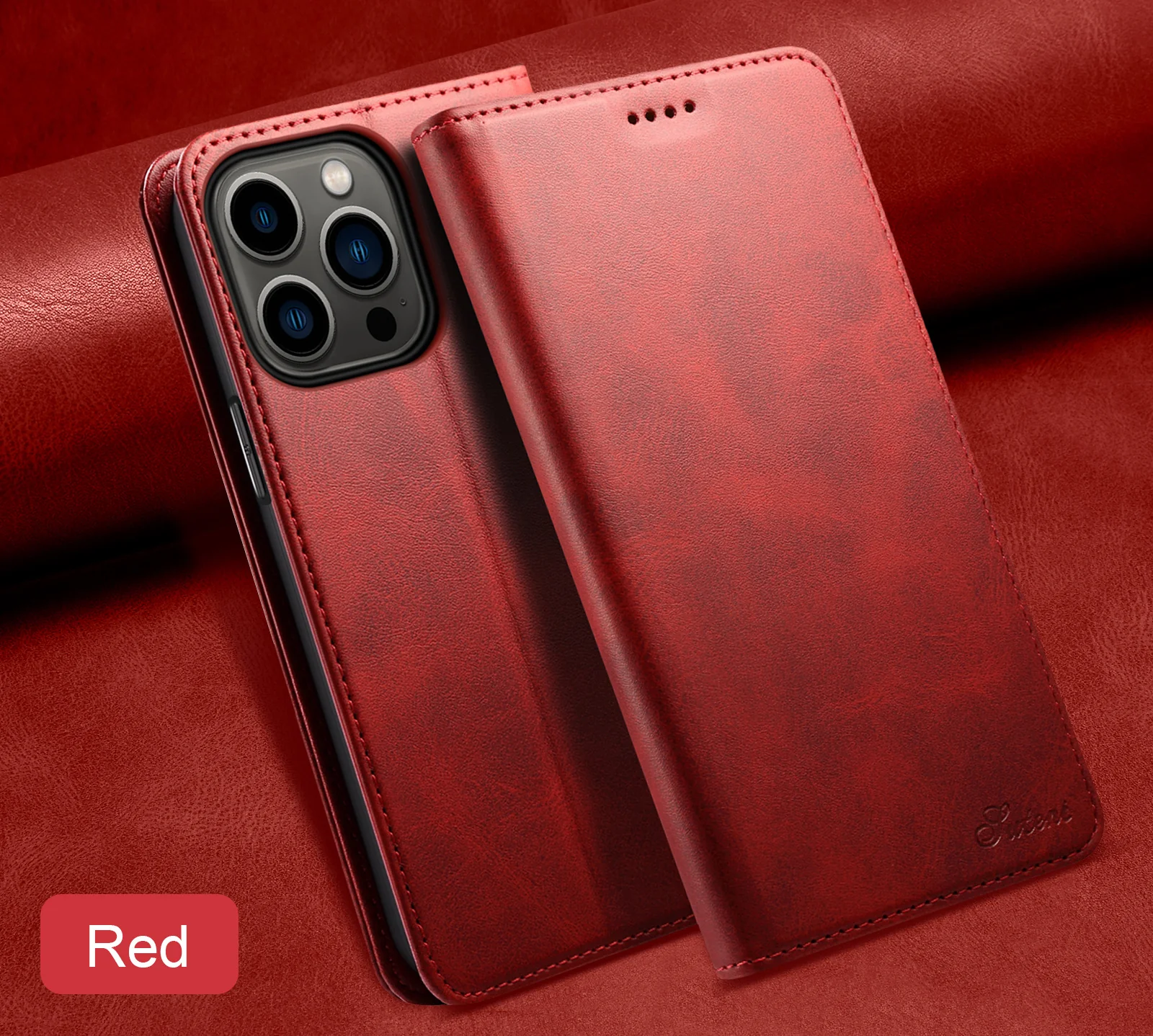 [With Card Slot] Apple iPhone 15/Pro/Pro Max/Plus Leather Flip Shockproof Wallet Series Case - Image 10