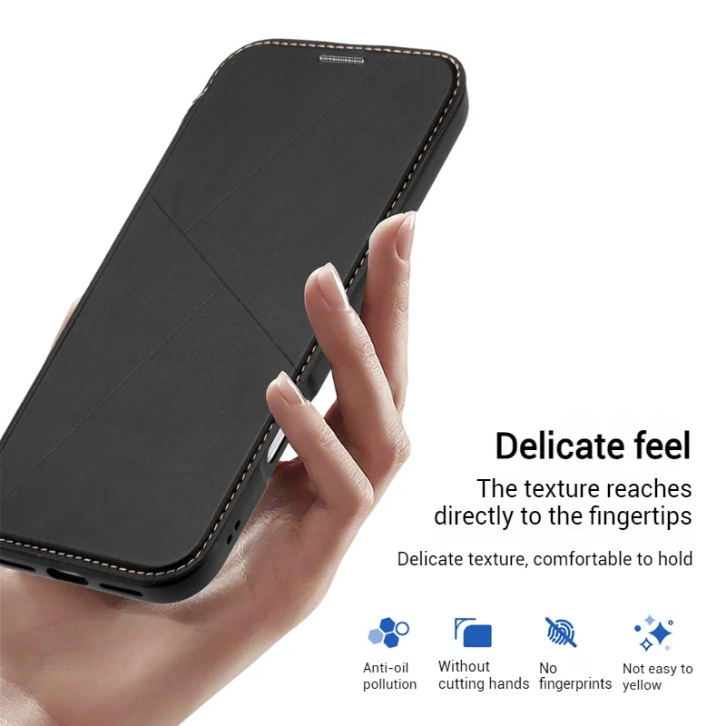 [With Card Slot] Apple iPhone 16/Pro/Pro Max/Plus Minimalist Business Flip PU Leather Case - Image 3