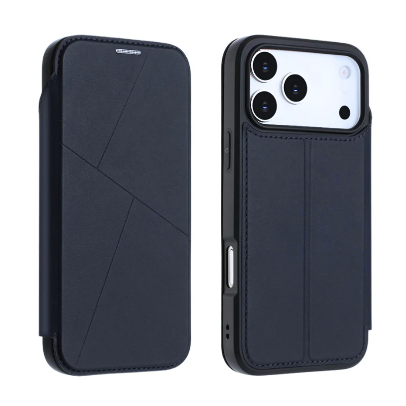 [With Card Slot] Apple iPhone 16/Pro/Pro Max/Plus Minimalist Business Flip PU Leather Case - Image 9