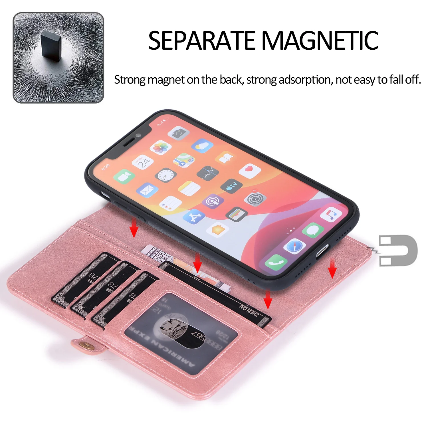 [With Card Slot] Apple iPhone 16/Pro/Pro Max/Plus Multi-Functional Leather 2-in-1 Wallet Series Case - Image 8