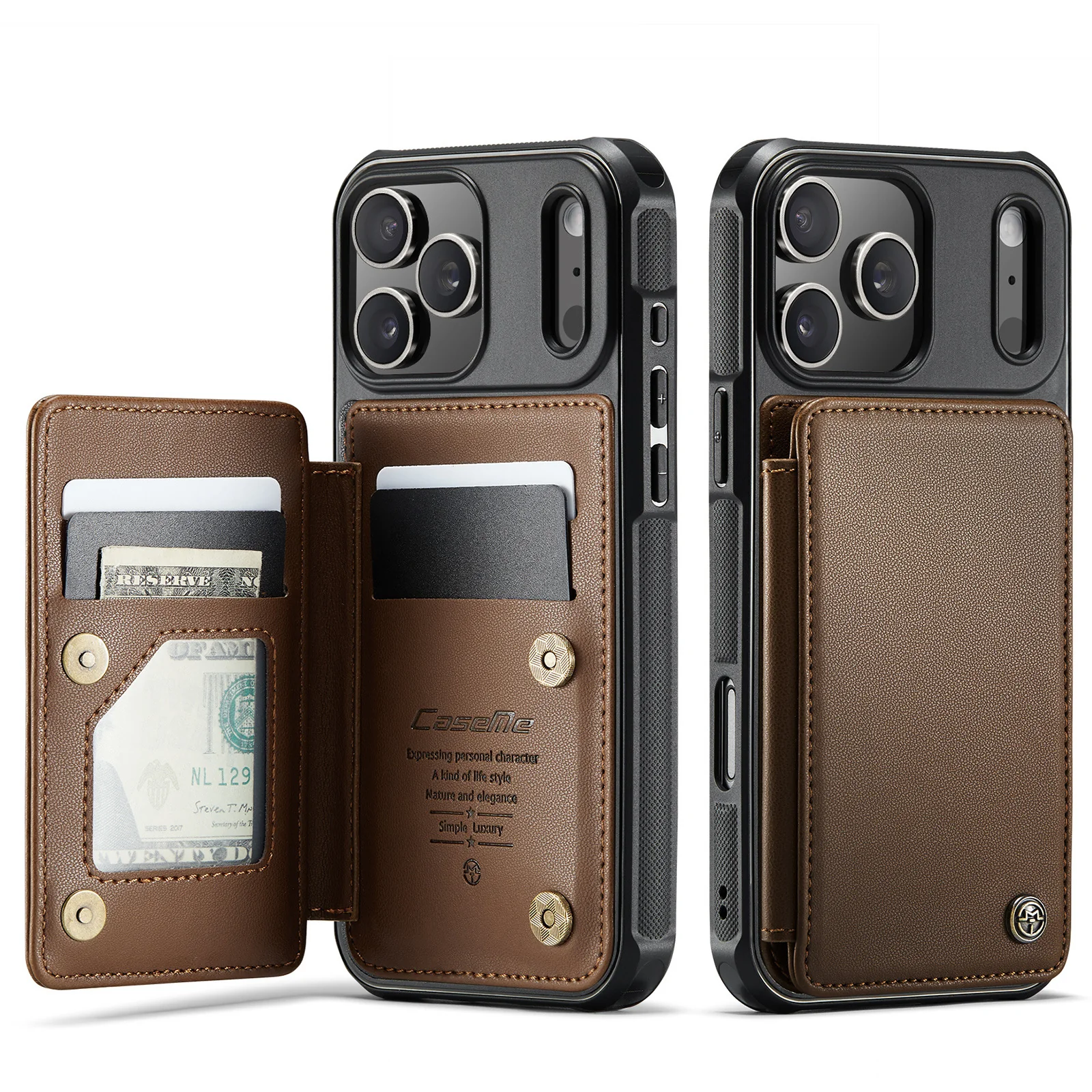 [With Card Slot] Apple iPhone 17/Air/Pro/Pro Max RFID Flip Premium Leather Wallet Series Case