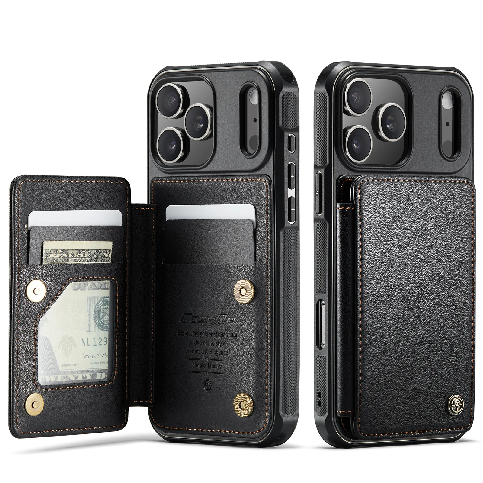 [With Card Slot] Apple iPhone 17/Air/Pro/Pro Max RFID Flip Premium Leather Wallet Series Case - Image 13