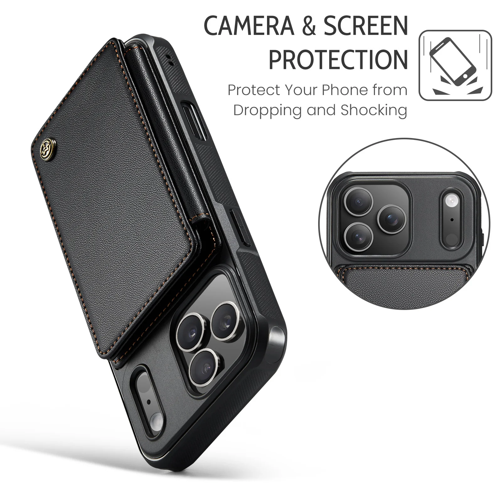 [With Card Slot] Apple iPhone 17/Air/Pro/Pro Max RFID Flip Premium Leather Wallet Series Case - Image 7