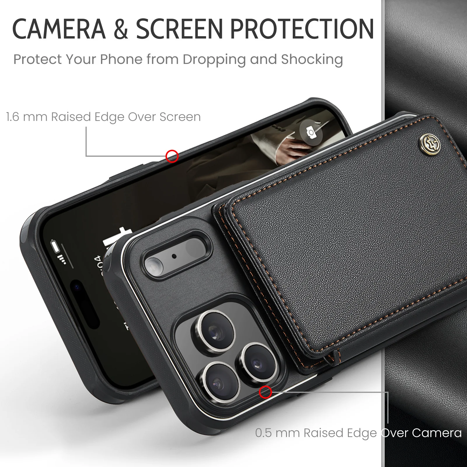 [With Card Slot] Apple iPhone 17/Air/Pro/Pro Max RFID Flip Premium Leather Wallet Series Case - Image 9