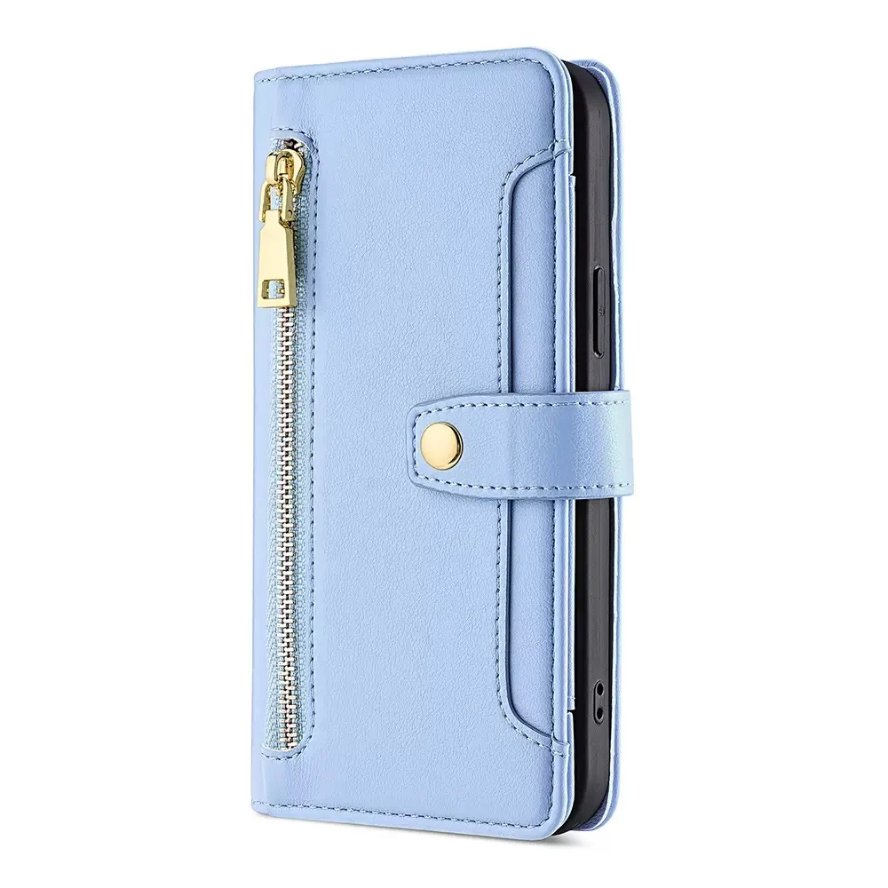 [With Card Slot] OPPO A5 Pro 5G - Multi-Function Flip Leather Zipper Wallet Case With Wrist & Shoulder Strap