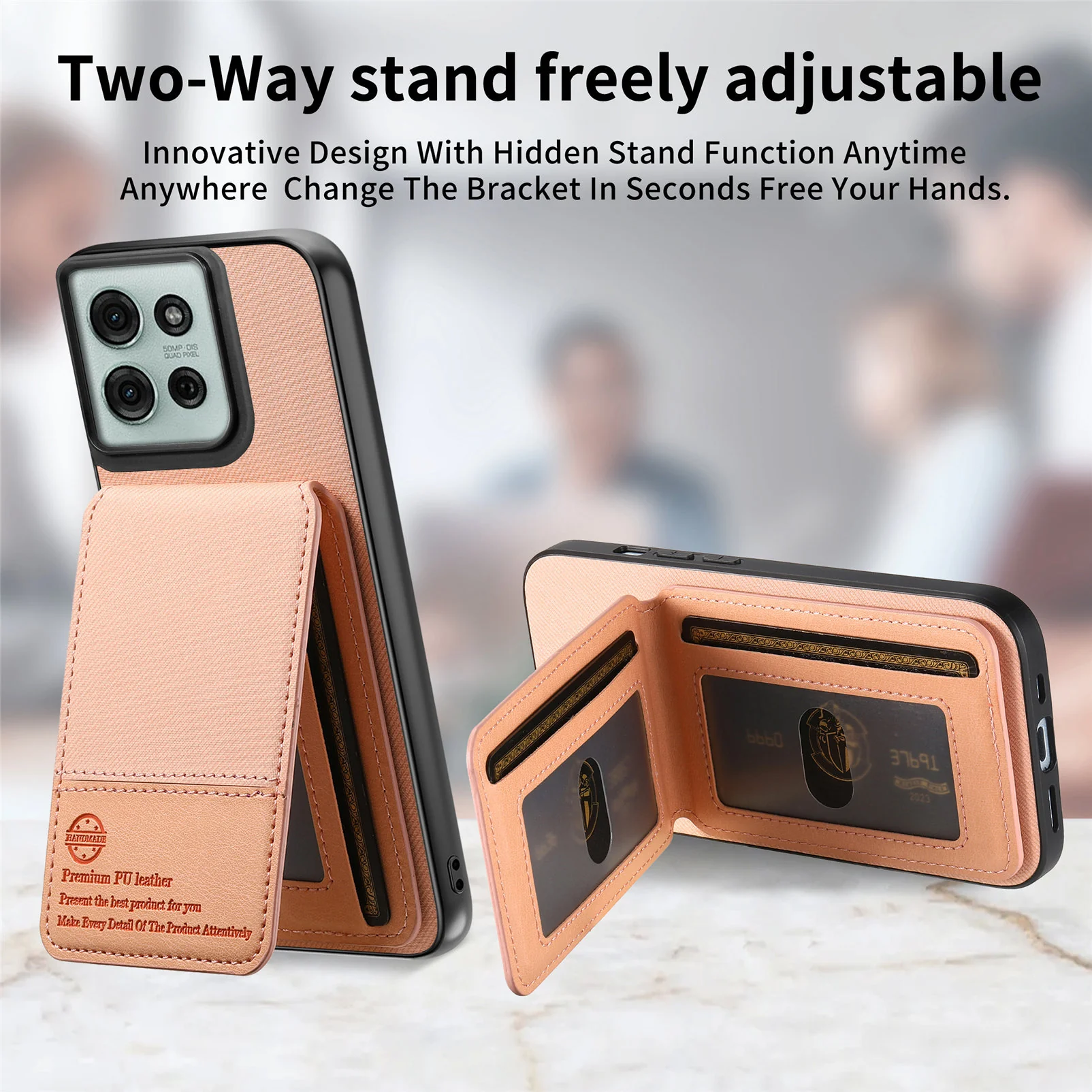 [With Card Slot][Built-in Holder] Motorola Moto Edge 60/Fusion/Pro Shockproof Wallet Series Case - Image 11