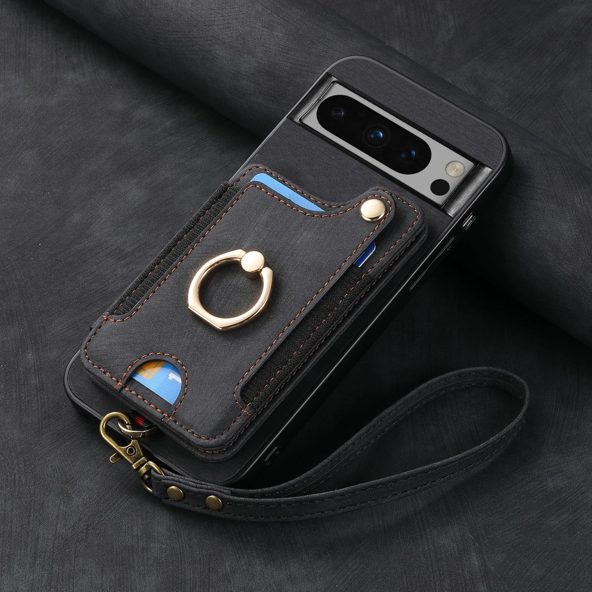 [With Card Slot] Google Pixel 10/Pro/XL - Vintage Detachable Wallet Shockproof Stand Phone Case - Image 13