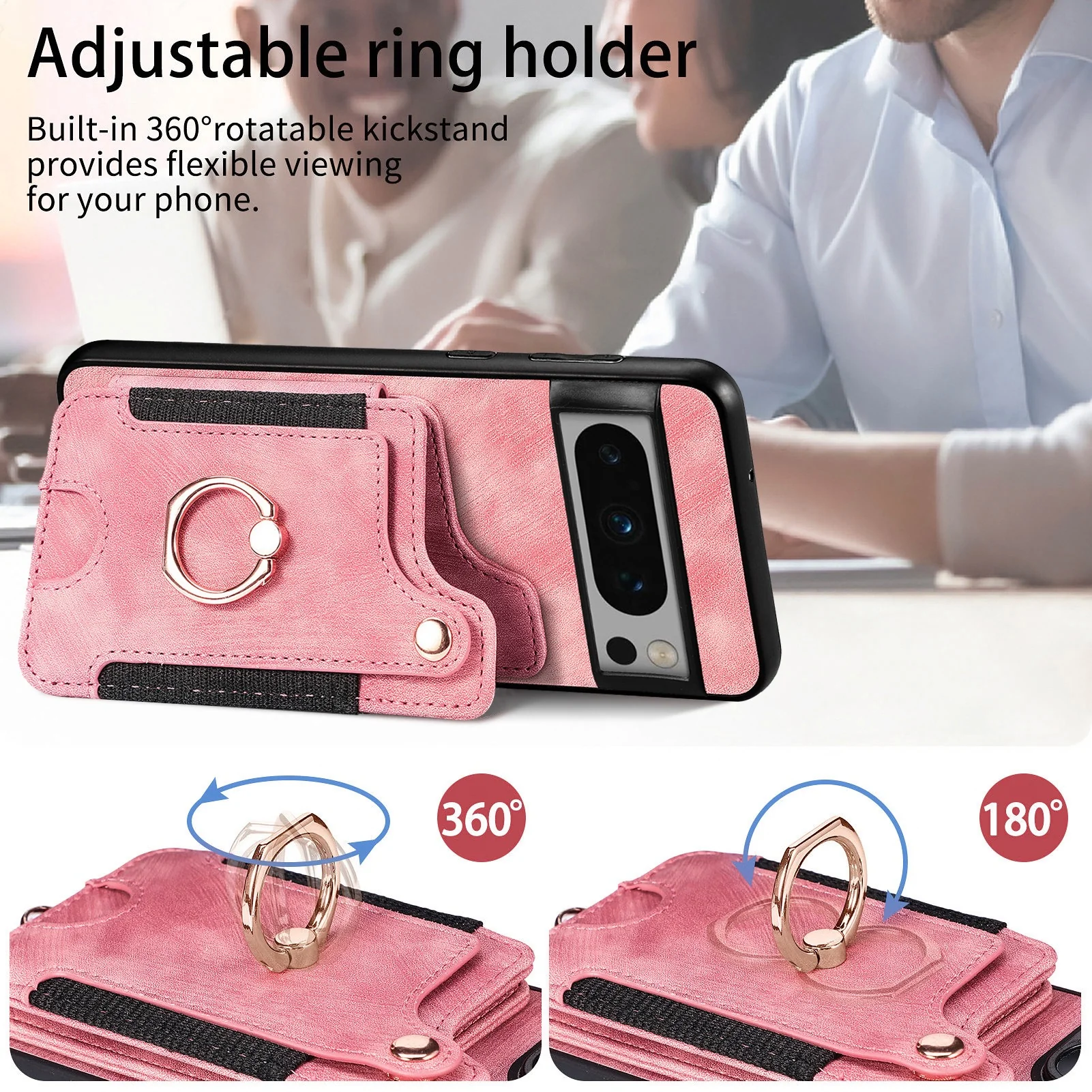 [With Card Slot] Google Pixel 10/Pro/XL - Vintage Detachable Wallet Shockproof Stand Phone Case - Image 3