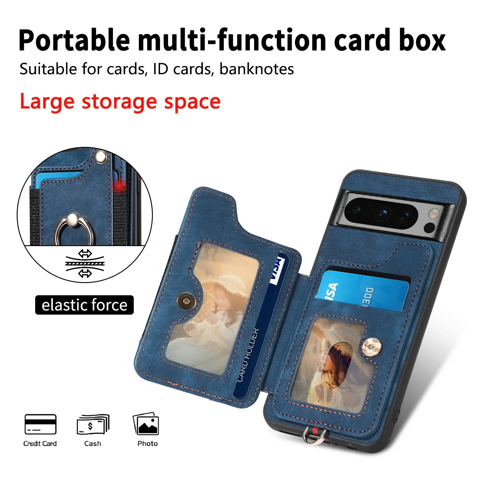 [With Card Slot] Google Pixel 10/Pro/XL - Vintage Detachable Wallet Shockproof Stand Phone Case - Image 5