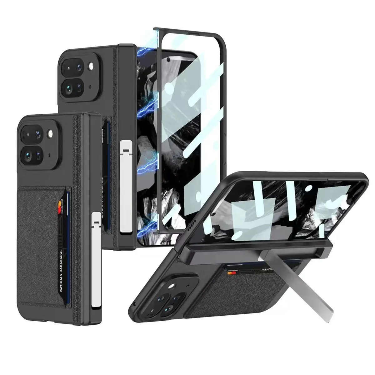 [With Card Slot] Google Pixel 9 Pro Fold - Integrated Shell & Film With Hinged Design Stand Series Case - Image 2