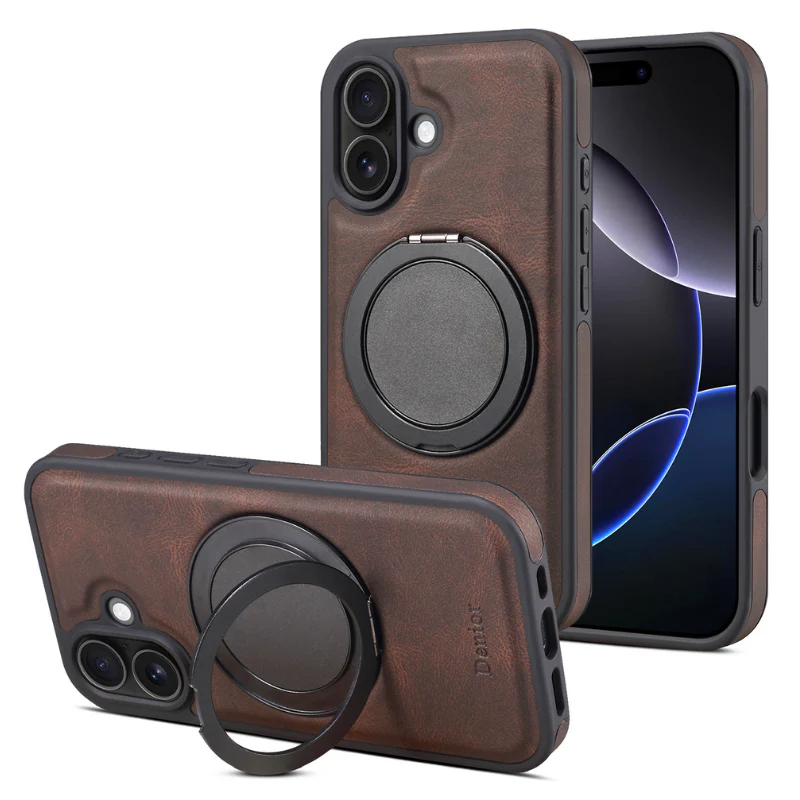 [With Card Slot][Magsafe Compatible] Apple iPhone 15/Plus/Pro/Max - Detachable Card Holder PU Leather Wallet Series Case With 360° Rotatable Ring