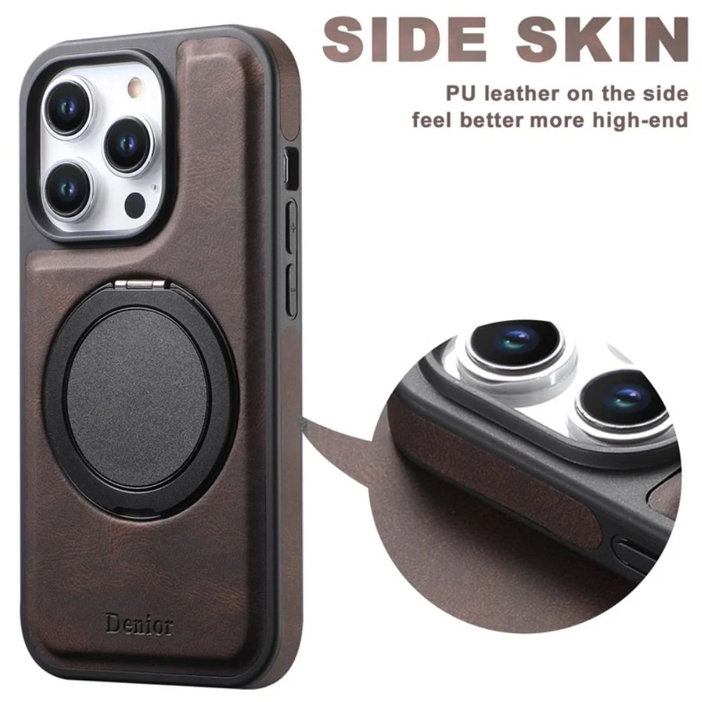 [With Card Slot][Magsafe Compatible] Apple iPhone 15/Plus/Pro/Max - Detachable Card Holder PU Leather Wallet Series Case With 360° Rotatable Ring - Image 2